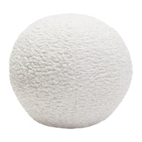 Wily Accent Pillow Set of 2, 10 Inch Round Ball, White Faux Sheepskin - BM338797