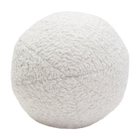 Wily Accent Pillow Set of 2, 10 Inch Round Ball, White Faux Sheepskin - BM338797
