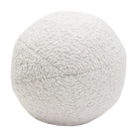 Wily Accent Pillow Set of 2, 10 Inch Round Ball, White Faux Sheepskin - BM338797