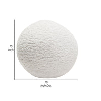 Wily Accent Pillow Set of 2, 10 Inch Round Ball, White Faux Sheepskin - BM338797