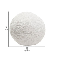 Wily Accent Pillow Set of 2, 10 Inch Round Ball, White Faux Sheepskin - BM338797