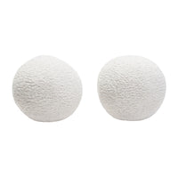 Wily Accent Pillow Set of 2, 10 Inch Round Ball, White Faux Sheepskin - BM338797