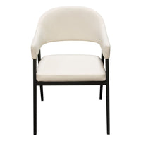 Arie Dining Side Chair Set of 2, Cream White Polyester, Black Legs - BM338804