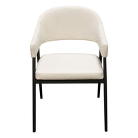 Arie Dining Side Chair Set of 2, Cream White Polyester, Black Legs - BM338804