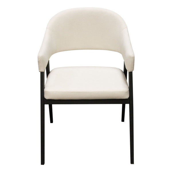 Arie Dining Side Chair Set of 2, Cream White Polyester, Black Legs - BM338804