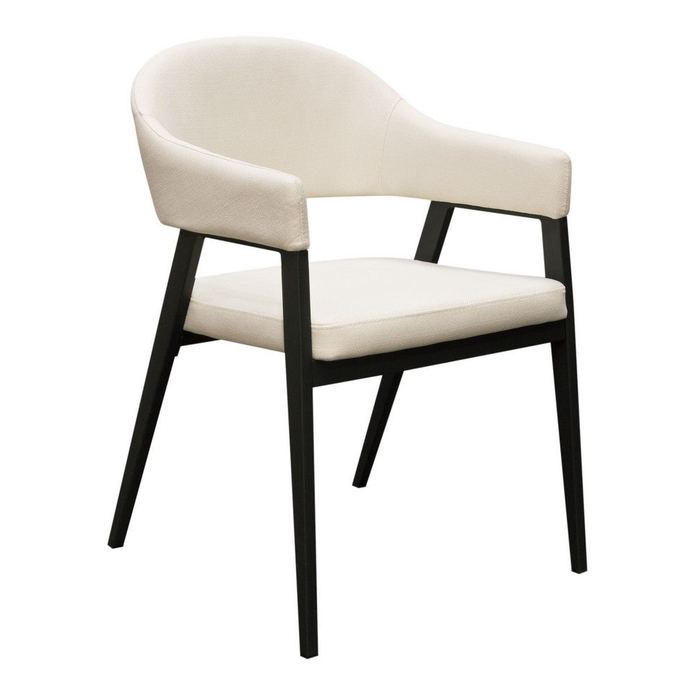 Arie Dining Side Chair Set of 2, Cream White Polyester, Black Legs - BM338804