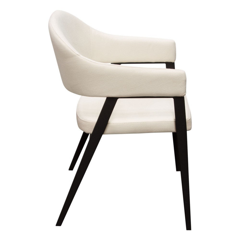 Arie Dining Side Chair Set of 2, Cream White Polyester, Black Legs - BM338804