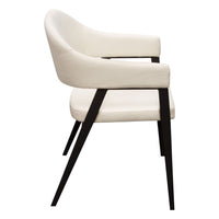 Arie Dining Side Chair Set of 2, Cream White Polyester, Black Legs - BM338804