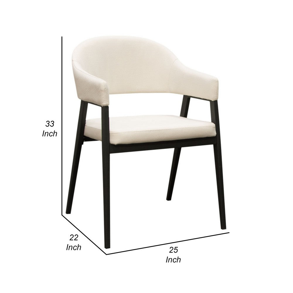Arie Dining Side Chair Set of 2, Cream White Polyester, Black Legs - BM338804