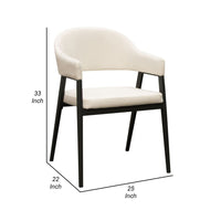 Arie Dining Side Chair Set of 2, Cream White Polyester, Black Legs - BM338804