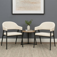 Arie Dining Side Chair Set of 2, Cream White Polyester, Black Legs - BM338804