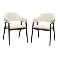 Arie Dining Side Chair Set of 2, Cream White Polyester, Black Legs - BM338804