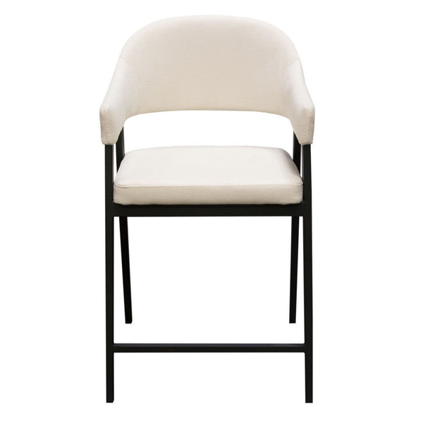 Arie Counter Height Chair Set of 2, Cream White Polyester, Black Legs -BM338805