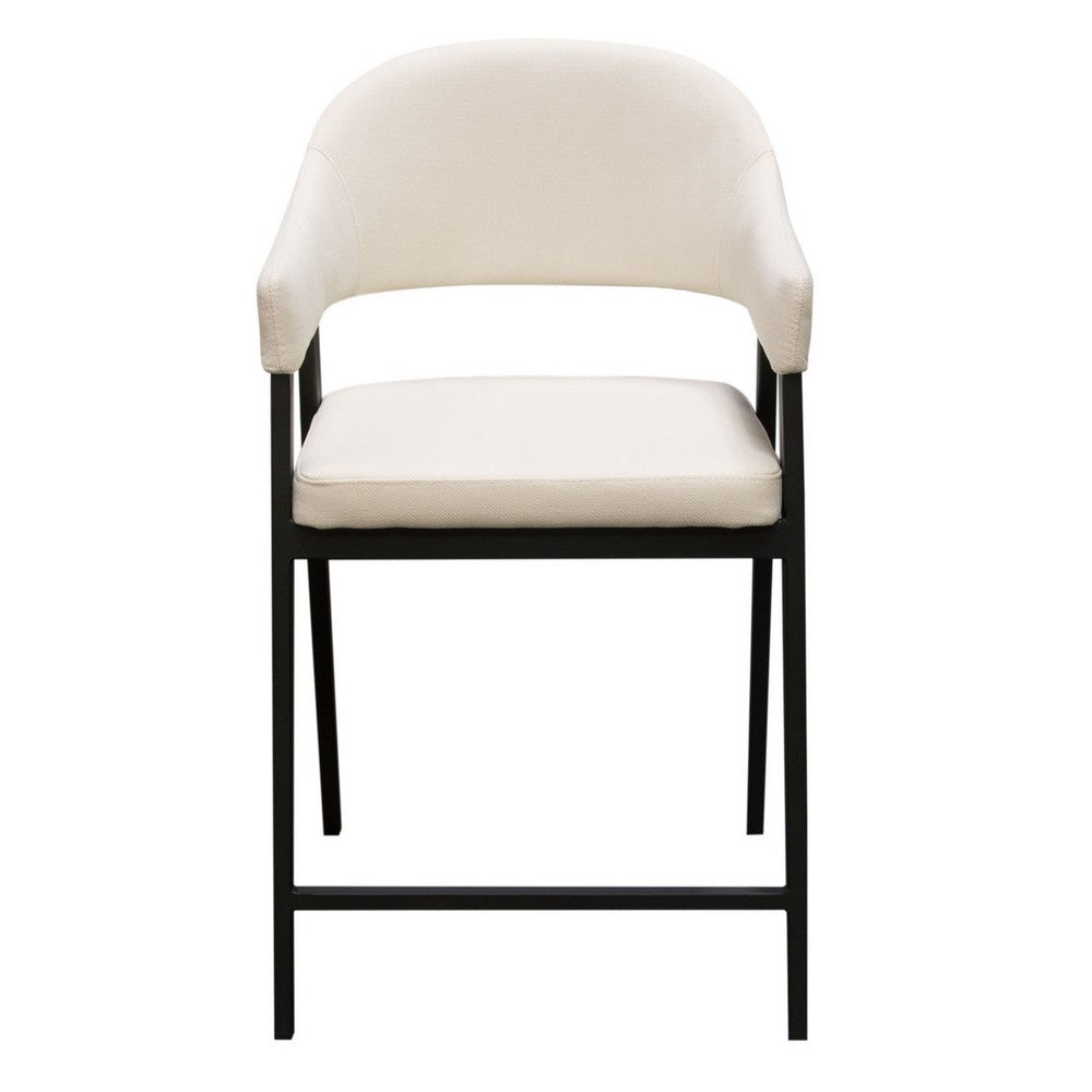 Arie Counter Height Chair Set of 2, Cream White Polyester, Black Legs -BM338805
