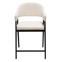 Arie Counter Height Chair Set of 2, Cream White Polyester, Black Legs -BM338805