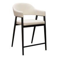Arie Counter Height Chair Set of 2, Cream White Polyester, Black Legs -BM338805