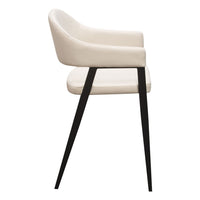 Arie Counter Height Chair Set of 2, Cream White Polyester, Black Legs -BM338805