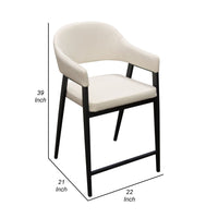 Arie Counter Height Chair Set of 2, Cream White Polyester, Black Legs -BM338805