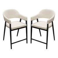 Arie Counter Height Chair Set of 2, Cream White Polyester, Black Legs -BM338805