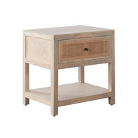 Sley Side End Table, Rattan Woven, Natural Brown Mango Wood 24 Inch -BM338825