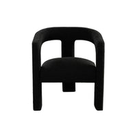 Gely Dining Accent Chair, Open Curved Back w Tripod Base, Black Boucle - BM338826