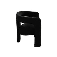Gely Dining Accent Chair, Open Curved Back w Tripod Base, Black Boucle - BM338826