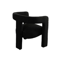 Gely Dining Accent Chair, Open Curved Back w Tripod Base, Black Boucle - BM338826