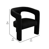 Gely Dining Accent Chair, Open Curved Back w Tripod Base, Black Boucle - BM338826