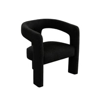 Gely Dining Accent Chair, Open Curved Back w Tripod Base, Black Boucle - BM338826