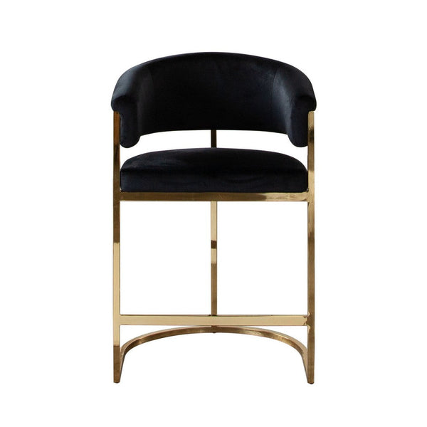 Dely Counter Height Chair, Black Velvet with Gold Metal Sled Frame -BM338828