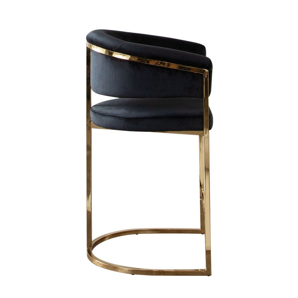 Dely Counter Height Chair, Black Velvet with Gold Metal Sled Frame -BM338828
