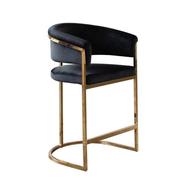 Dely Counter Height Chair, Black Velvet with Gold Metal Sled Frame -BM338828