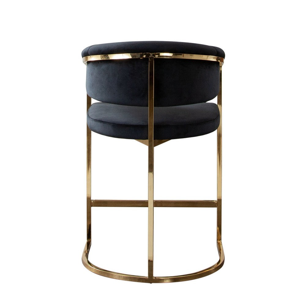 Dely Counter Height Chair, Black Velvet with Gold Metal Sled Frame -BM338828
