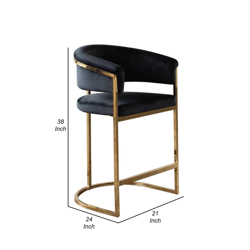 Dely Counter Height Chair, Black Velvet with Gold Metal Sled Frame -BM338828