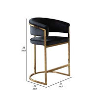Dely Counter Height Chair, Black Velvet with Gold Metal Sled Frame -BM338828