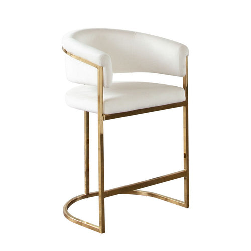 Dely Counter Height Chair, Cream Velvet with Gold Metal Sled Frame -BM338829