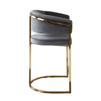 Dely Counter Height Chair, Gray Velvet with Gold Metal Sled Frame -BM338830