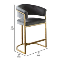 Dely Counter Height Chair, Gray Velvet with Gold Metal Sled Frame -BM338830