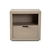Somy Nightstand with Drawer and Shelf, Light Natural Gray Mango Wood - BM338835