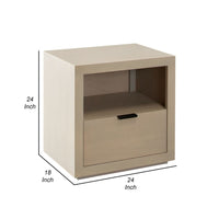 Somy Nightstand with Drawer and Shelf, Light Natural Gray Mango Wood - BM338835