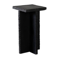 Tely Accent Side End Table, 12 Inch Square Black Slate Marble Top, X Base -BM338836