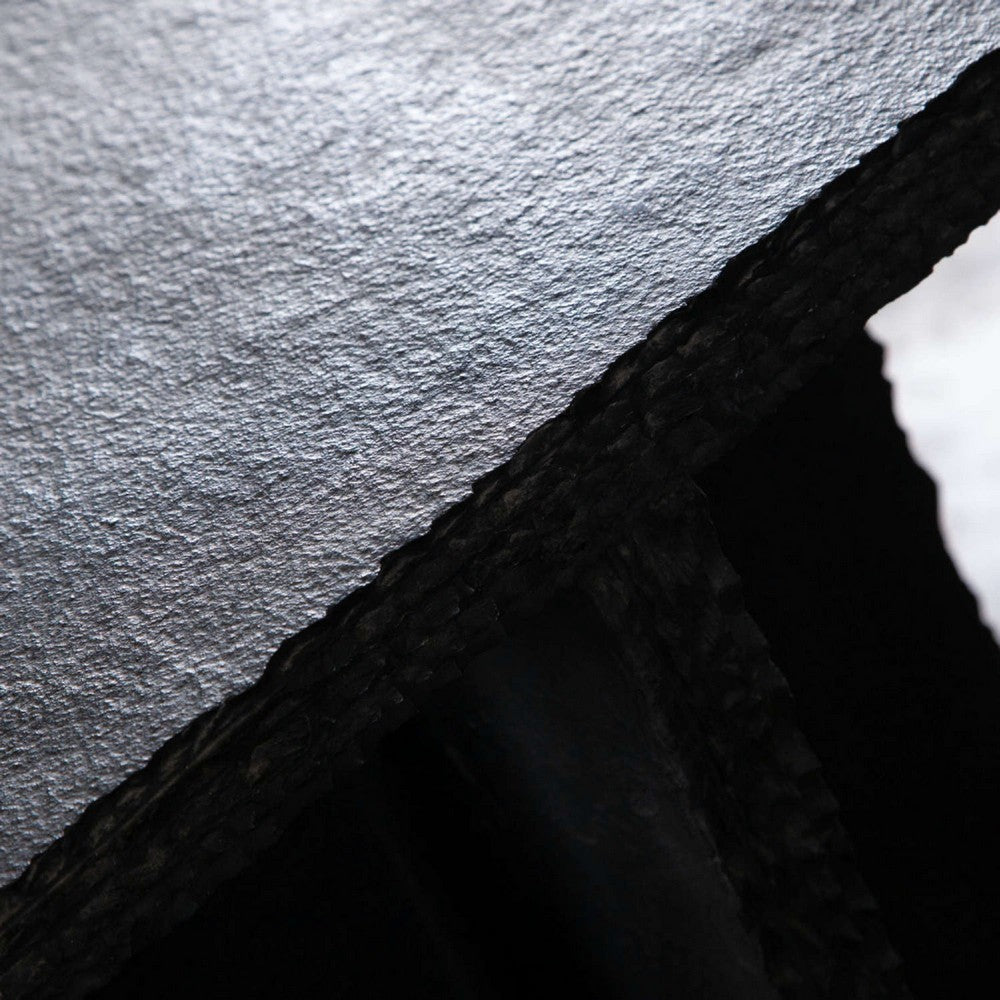 Tely Accent Side End Table, 12 Inch Square Black Slate Marble Top, X Base -BM338836