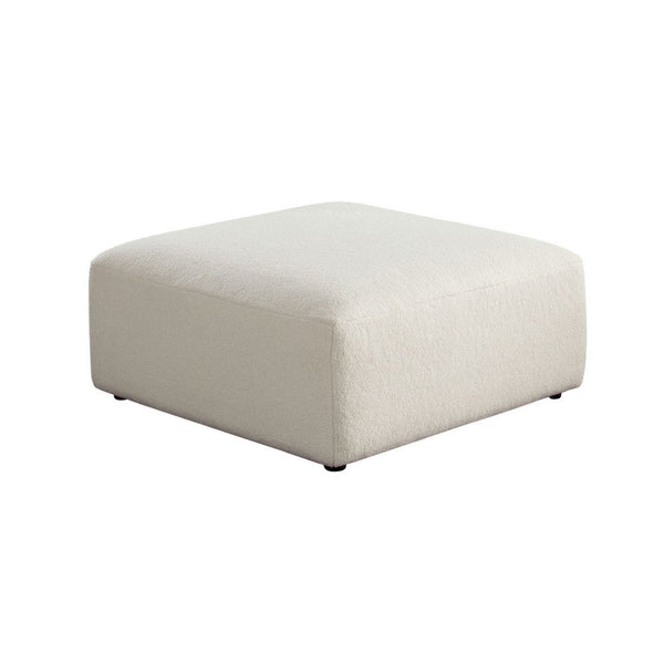 Zey Modular Ottoman, 37 Inch Square, Ivory Sherpa Fabric - BM338840
