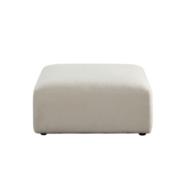Zey Modular Ottoman, 37 Inch Square, Ivory Sherpa Fabric - BM338840