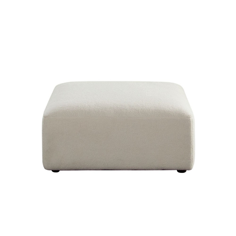 Zey Modular Ottoman, 37 Inch Square, Ivory Sherpa Fabric - BM338840