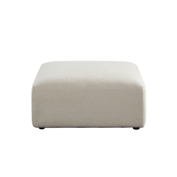 Zey Modular Ottoman, 37 Inch Square, Ivory Sherpa Fabric - BM338840