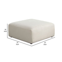 Zey Modular Ottoman, 37 Inch Square, Ivory Sherpa Fabric - BM338840
