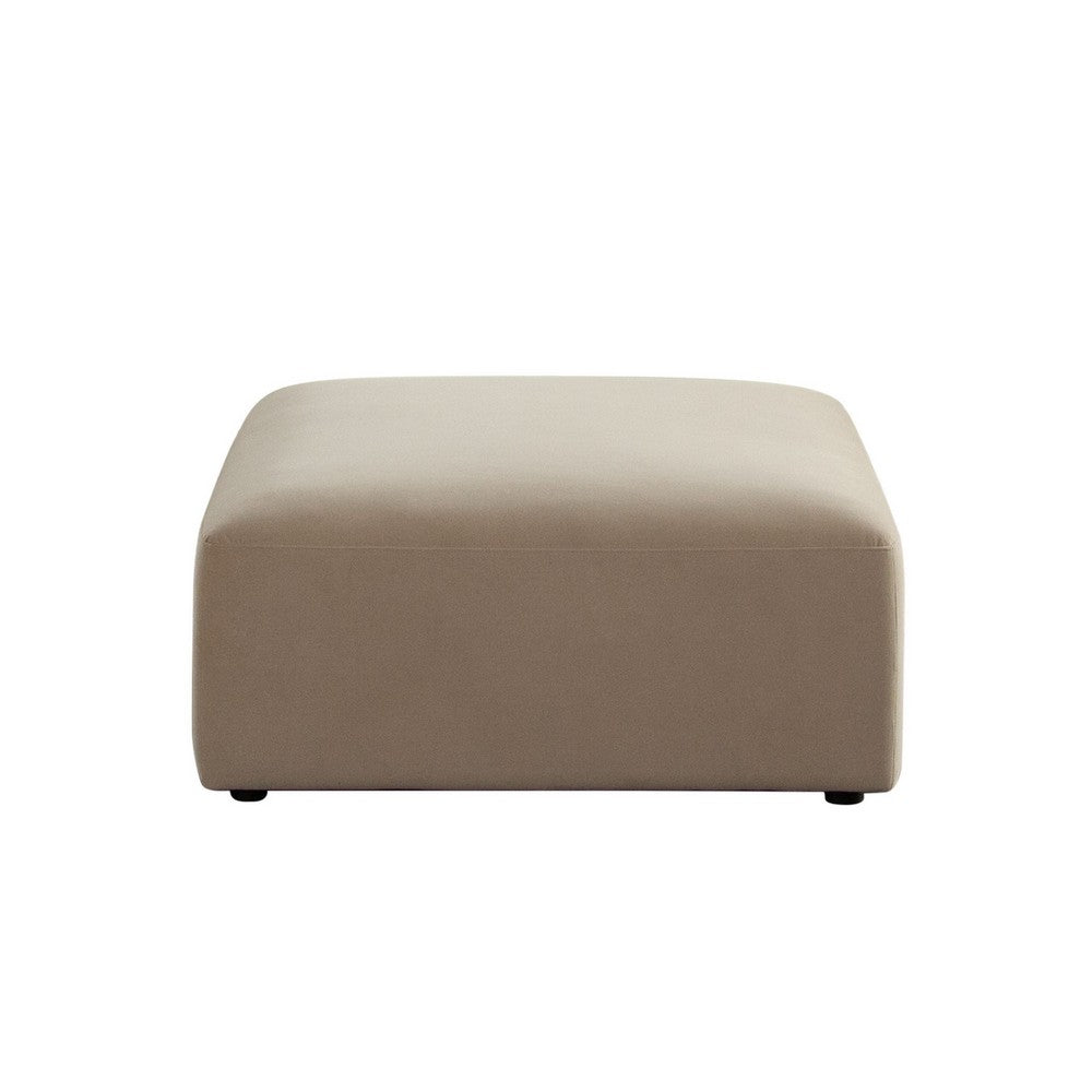 Zey Modular Ottoman, 37 Inch Square, Light Camel Brown Velvet - BM338846