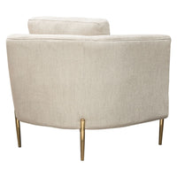 Meny Modern Accent Armchair, Light Cream Textured Fabric, Gold Metal - BM338855