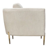 Meny Modern Accent Armchair, Light Cream Textured Fabric, Gold Metal - BM338855